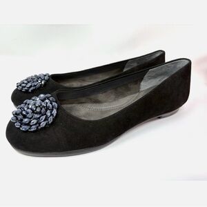 Aerosols Black Suede Flats with Embellished BECXotic Flats Size 8